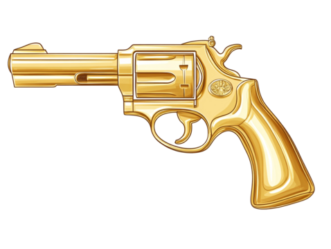 a gold revolver with a handle