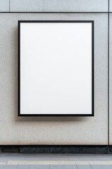 A blank advertising billboard on a textured wall, perfect for showcasing various promotional materials or artistic designs.