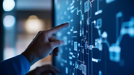 Logistics team planning multimodal shipments on digital screen, strategy session