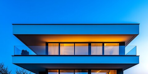 Modern Building with Balcony and Blue Sky Illustration