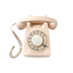Vintage rotary phone, white isolated background