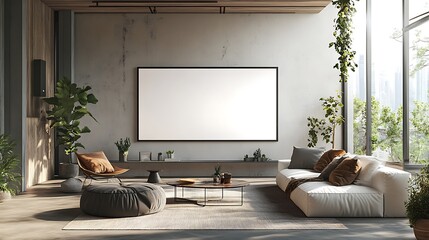 Create a modern living room design with natural light