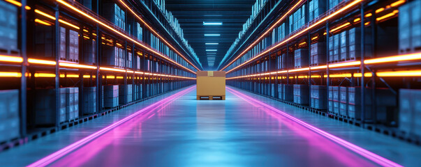 Obraz premium dynamic 3D inventory system with real time data in warehouse setting