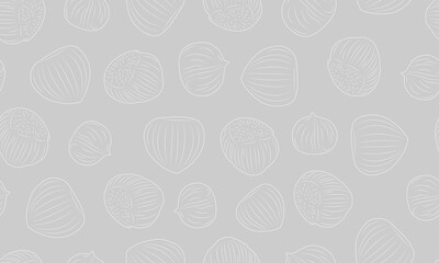 contour pattern with hazelnuts on a gray background