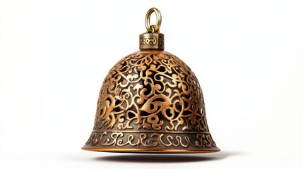 golden christmas bells with pattern isolated on white