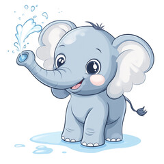Obraz premium Cute Elephant Playing With Water