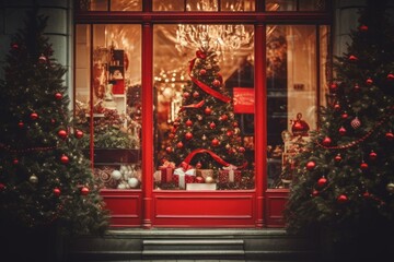 Fototapeta premium Christmas celebration window plant.
