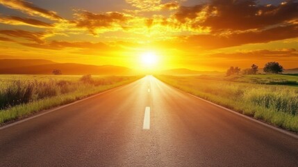 Open Road - Long, open highway stretching into the distance, symbolizing freedom and adventure.