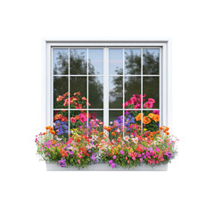 Fototapeta premium Window Box with Colorful Flowers