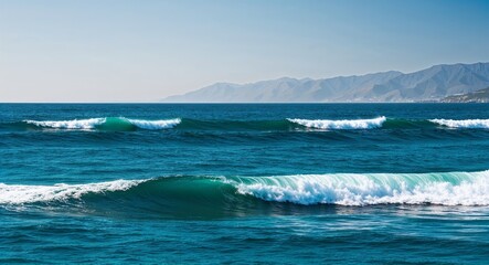 Fototapeta premium Ocean waves background to suggest freshness and coastal elegance