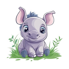Cute Baby Rhino Illustration