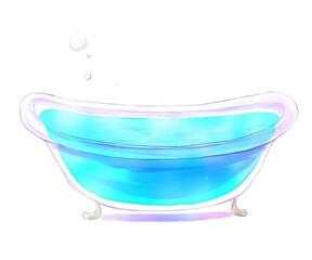Naklejka premium 水の入った猫足のバスタブ