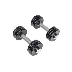 Pair of Black Dumbbells on Transparent Background