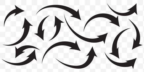 curved arrow png, black curved arrow icon ioslated on transparent background. eps 10.