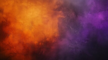 Abstract painting-style background in dark purple and orange tones, featuring a rough texture and a smooth orange gradient. Captured from a wide-angle top view, the high saturation and rich details br