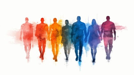 A group of people enjoying healthy walk together in line, promoting togetherness and outdoor activities.