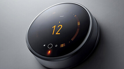 Naklejka premium Smart Thermostat Displaying Temperature Settings in a Modern Living Room. Generative AI