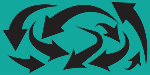 Black arrows icon vector set. Bold arrow symbol curved flat design isolated. eps 10.