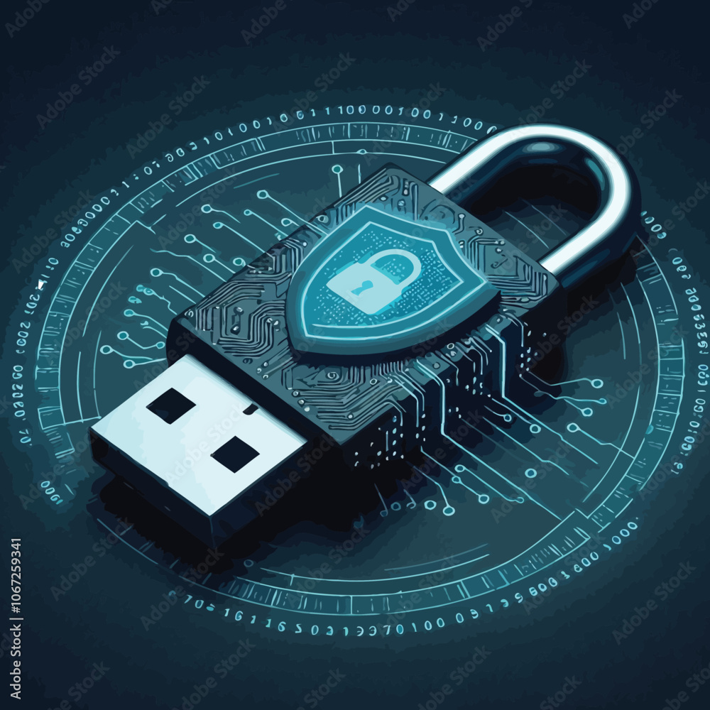 Fototapete locked usb drive with protective coding graphics