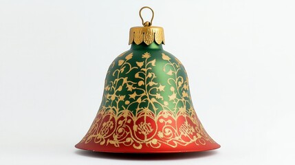 red green mixed christmas bell with patterns isolated on white