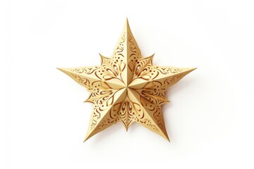 Vintage christmas gold paper white background.