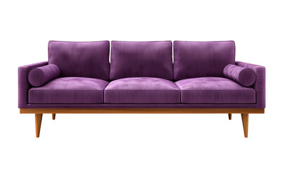 Modern sofa set purple color isolated on a transparent background.