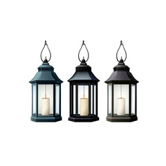 Obraz premium Three Hanging Lanterns With Candles