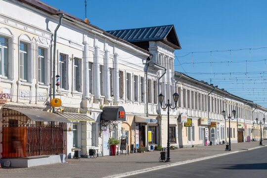 MUROM, RUSSIA - SEPTEMBER 06, 2024: Old building - House of the merchant Karatygin on Moskovskaya Street on a sunny September day