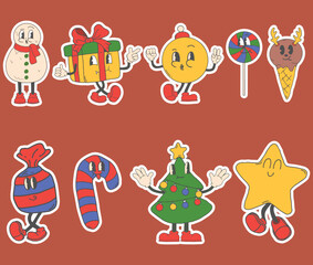 christmas sale design vector sticker baner or poster retro character