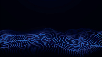 Futuristic point wave of particles. Visualization of sound waves. Technology or science banner. Abstract digital 3D wave. Vector illustration.