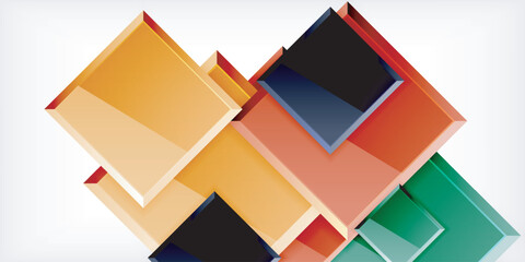 Colorful squares with reflections abstract background design. Vector Illustration For Wallpaper, Banner, Background, Card, Book Illustration, landing page