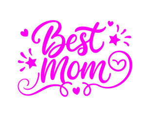 Best Mom Typography Vector – Elegant Calligraphy Text Illustrations for Mother's Day