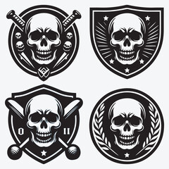 Skull Silhouettes Bundle Clip Art Vector Illustration Isolated on White Background