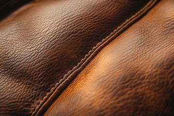 This close up features rich, deep brown leather, highlighting its soft grain and natural variations. The luxurious texture and colors emphasize the high quality, making it perfect for upholstered furn