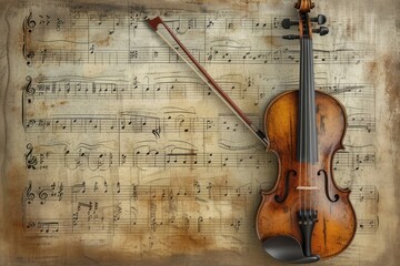 Fototapeta premium Violin backgrounds sheet music.