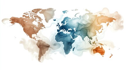 Simplified Earth map showing carbon absorption zones, netzero goals visualization