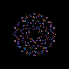 Mandala logo pattern, beautiful mandala with black background