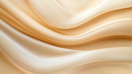 Fototapeta premium Smooth, flowing beige fabric creates a serene and elegant abstract background, AI
