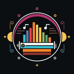 Obraz premium music player bar on black background