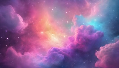 Fototapeta premium Cosmic Cloudscape: Pink, Purple, and Blue Nebula Wallpaper