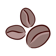 Coffee beans in flat design. Roasted brown arabica grains for aroma drink. Vector illustration isolated.