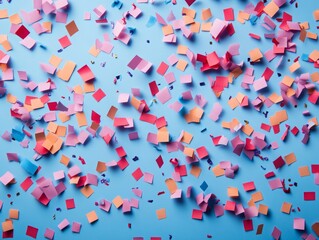 Colorful confetti scattered across a vibrant surface, celebrating joy and festivity, perfect for festive occasions and cheerful events