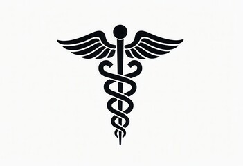 The caduceus symbol illustrates medicine with a winged staff and two serpents entwined.