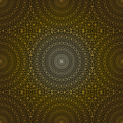 Geometric gold lace seamless pattern. Arabic tile lattice vector background.