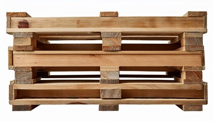 Fototapeta premium top view wooden pallets on isolate White background, PNG