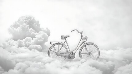 Obraz premium Vintage Bicycle Resting on Soft Clouds