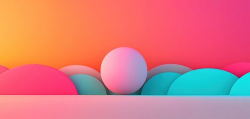 Colorful spheres in vibrant gradients create a dynamic and modern abstract landscape.