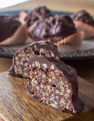 closeup of Italian chocolates with hazelnut pralines