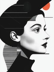 Bauhaus Inspired Female Figure, striking graphic design, minimalist aesthetics, bold colors, modernist influence, artistic expression