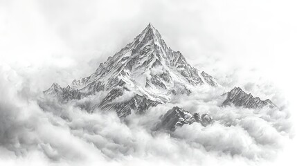 Obraz premium Majestic Mountain Peak Emerging from Clouds